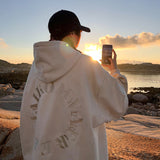 Men Hoodie Suede Sweater Men's Spring and Autumn Washed Loose Men's Embroidered Hooded