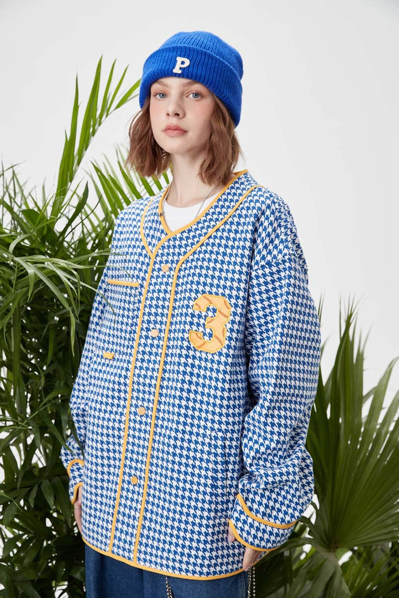 Unisex Jacket Autumn Houndstooth Hemming Coat Women's Clothing