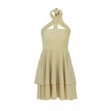 Women Dresses Dress Sling Waist Pleated Backless Dress