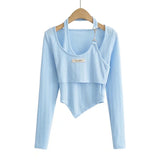 Women T-shirt Spring Summer Women's Wear Stitching Long Sleeve T-shirt Female