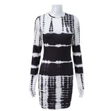 Women Desses Fashion Long Sleeve Printed Dress Skirt