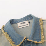 Men Denim Jacket Washed and Worn Denim Men's Loose All-Matching Jeans Jacket