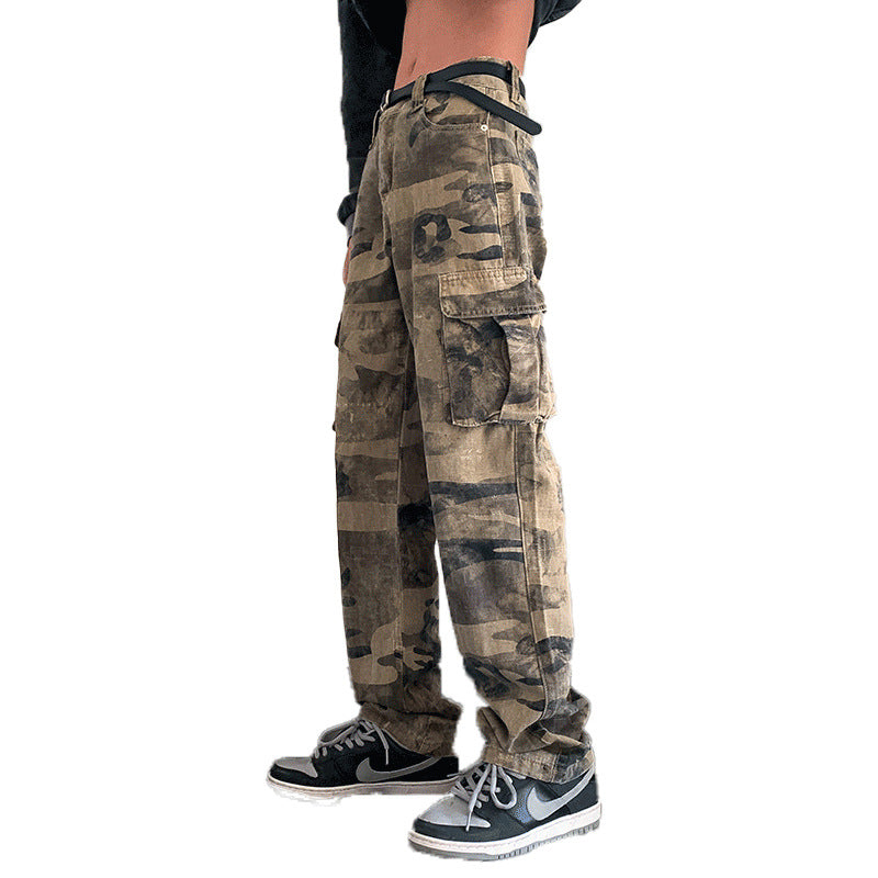 Men Sweatpants Hiphop Workwear Pants Men's Loose Straight Vintag Casual