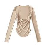 Women T-Shirt Long Sleeve Ballet Back Strap T-shirt Top