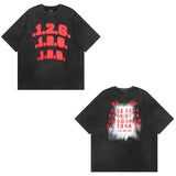 Men T Shirt Retro Washed Hip Hop Print Short Sleeve T-shirt Men