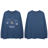 Men Long Sleeve Shirt Denim Embroidered Couple Long Sleeve Bottoming T-shirt Idle Style Men and Women