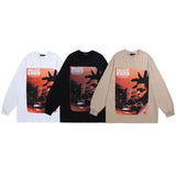 Men Long Sleeve Shirt Hiphop Portrait Retro Long Sleeve Bottoming T-shirt Men and Women Vibe Idle Style