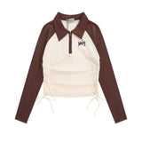 Women Long Sleeve T-Shirt Long Sleeve T-shirt Half Zipper Sleeve Women's Short