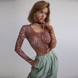 Women Jumpsuit Printed Jumpsuit Long-Sleeved Top