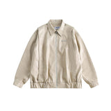 Unisex Jacket Autumn Distressed Elastic Lower Hem Leather Coat