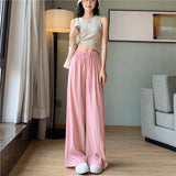 Palazzo Pants Women's Wide-Leg Pants Summer High Waist Casual Cotton and Linen
