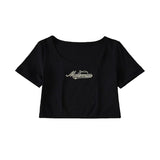 Women T-Shirt Summer T-shirt Women High Waist Short Sleeve Top