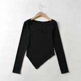 Women T-shirt Fall Women's Clothing Slim-Fit Short Long Sleeve T-shirt