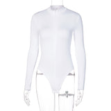 Women Jumpsuit Summer Fashion Long-Sleeve Zipper Slim Looking Base Jumpsuit