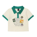 Women T-shirt Polo Collar Short T-shirt Girls Summer Short-Sleeved Top
