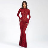 Women's Desses round Neck Printed Fishtail Dress Dress