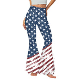 National Flag Day Leggings Summer Women's Independence Day Bell-Bottom Pants Striped Casual Leggings