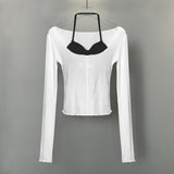 Women Long Sleeve Shirt Gray, Long Sleeve Vest Camisole Short Top