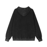 Men Hoodie Spider Letter Embroidered Washed Distressed Hooded Sweater
