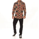 Men Shirt Autumn Printed Long Sleeve Slim Fit Men's Shirt