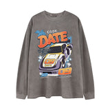 Men Long Sleeve Shirt Vintage Vintage Racing Printing Casual Long Sleeve T-shirt Men and Women Loose