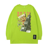 Men Long Sleeve Shirt Personality Cartoon Printed Loose Long Sleeves T-shirt Men's and Women's Tops