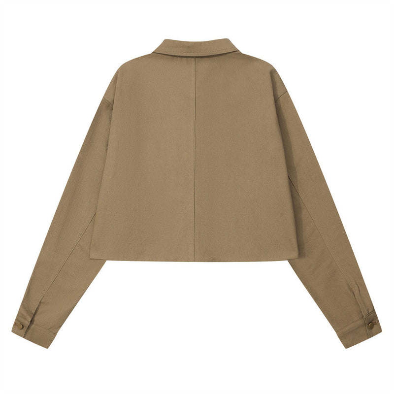 Women Long Sleeve Shirt Women's Street Tide Brand Loose Lapels Stitching Pure Cotton Shirt