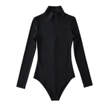 Women T-Shirt High Collar Half Zipper Stretch Slim Fit Long-Sleeved T-shirt