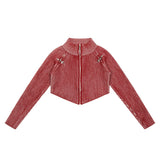 Women Sweater Women's Autumn Stand Collar Long Sleeve Zipper Sweater Coat