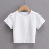 Women T-shirt Summer round Neck Short Sleeves Fitted Short T-shirt