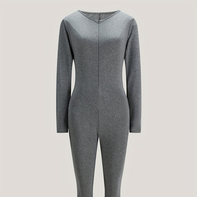 Women Jumpsuit Tight Sports Long Sleeve Zipper Sexy Jumpsuit