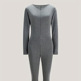 Women Jumpsuit Tight Sports Long Sleeve Zipper Sexy Jumpsuit
