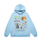 Men Hoodie Kitten Print Hooded Loose Sweater Loose