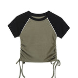 Women T-Shirt Tight Short-Sleeved Women's Spring and Summer Color Matching T-shirt