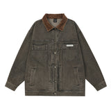 Men Denim Jacket Washed Distressed Denim Clothing Men Vibe Lapel Jacket