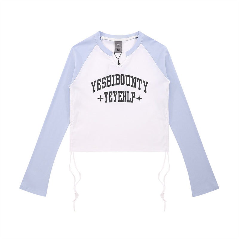 Women Long Sleeve T-Shirt Long Sleeve T-shirt Women's Autumn Raglan Sleeve Color Matching