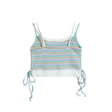 Women Vest Color Striped Vest Girls Summer Casual Short Sling