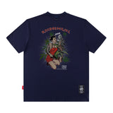 Men T Shirt Amekaji Vintage Printed Pure Cotton Loose Short Sleeve T-shirt for Men and Women