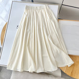 Women Skirt Summer Vintage Artistic Mid-Length Pleated Skirt