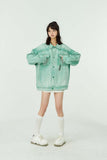Unisex Jacket Autumn Letters Embroidery Gradient Denim Girls