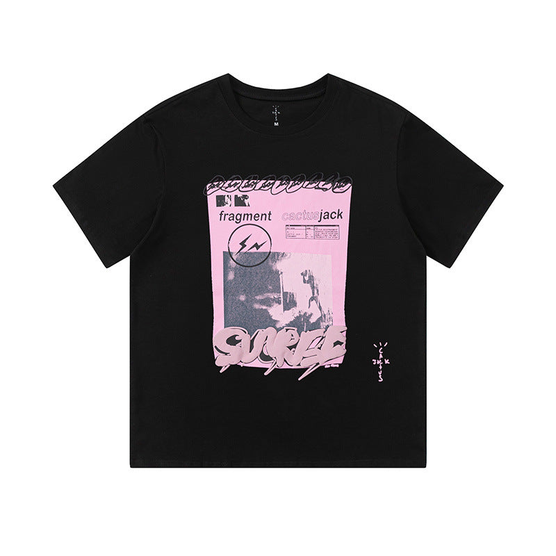 Travis Scott T-Shirt Travis Scott Pink Printed Short Sleeve T-Shirt