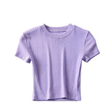 Women's T-Shirt Summer round Neck Tight Short-Sleeved T-shirt