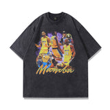 Men T Shirt Worn Looking Washed-out Star Character Printed Short Sleeve T-shirt Men and Women