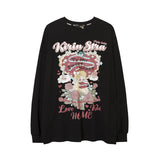 Men Long Sleeve Shirt Vintage Rose Floral Print Casual Long Sleeve Men's Ins Loose