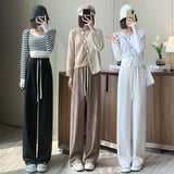 Palazzo Pants Women's Cotton Velvet Wide-Leg Pants Autumn and Winter Loose Lazy Casual
