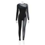 Women Jumpsuit Stitching Long-Sleeved Trousers Jumpsuit Women