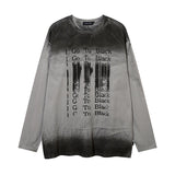 Men Long Sleeve Shirt Distressed Gradient Long Sleeve T-shirt Men and Women Hiphop Street Retro Base