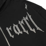 Men Hoodie Rhinestone Letter Hooded Cardigan Sweater