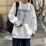 Men Hoodie Spring and Autumn Sweater Men's Hong Kong Style Loose Creative Cartoon Ins Printing