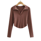 Women T-Shirt Spring Long Sleeve Polo Short T-shirt